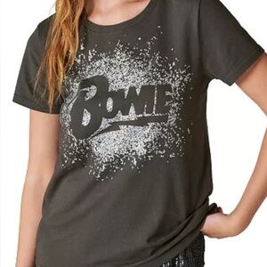 New Women’s Sparkle Bowie Black t shirt by Lucky brand Medium David Bowie